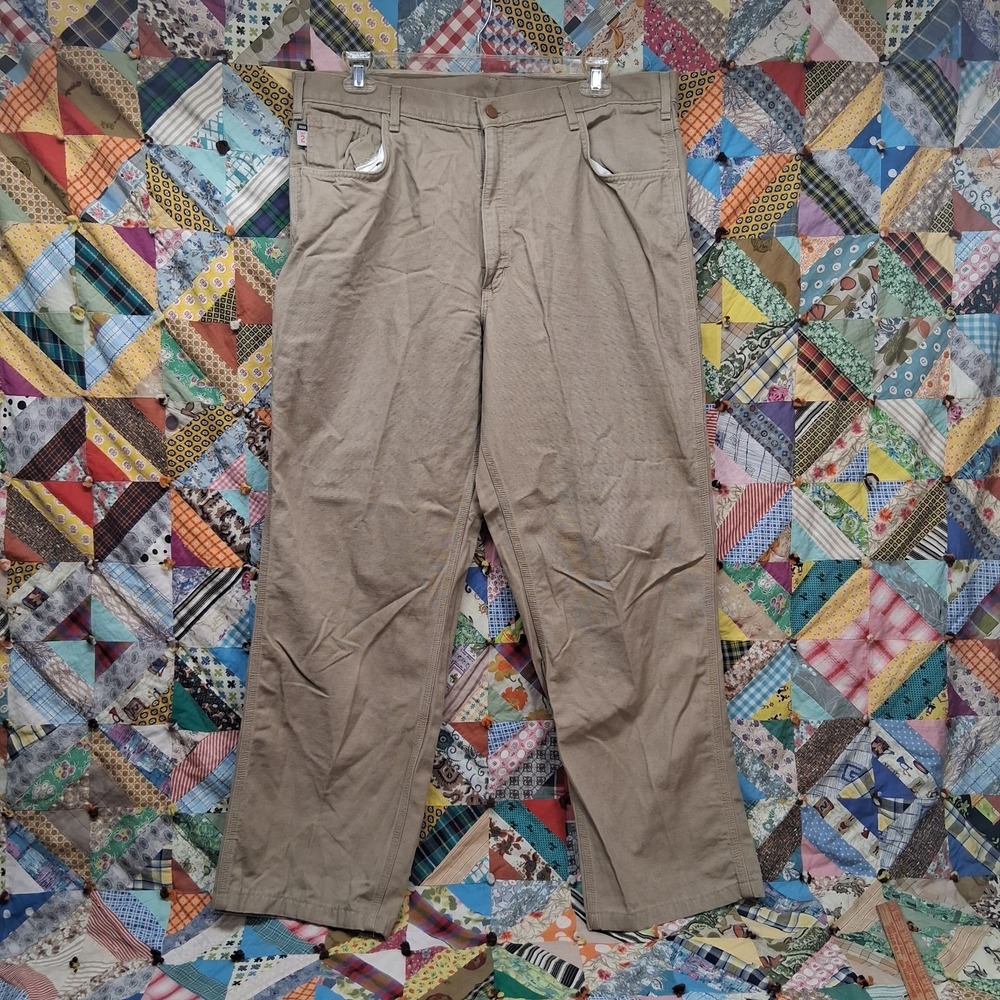 Carhartt FR Pants SZ 40x36 Khaki FRB159 GKH Fire Resistant Canvas Workpants Cat2